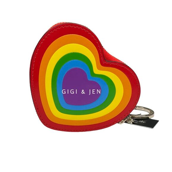 Kate Spade Love Shack Heart Coin Purse Keychain Rainbow - Picture 2 of 7